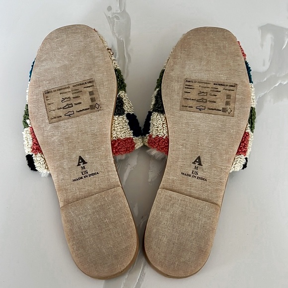 Anthropologie x Emily Isabella Checkered Colorful Sherpa Slippers Womens Medium - Picture 15 of 16